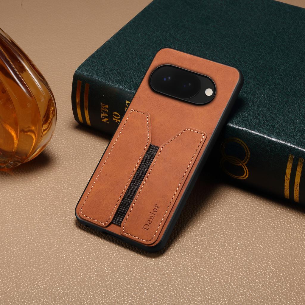 DENIOR For Google Pixel 10a Case Elastic Card Holder PU Leather + TPU + PC Phone Cover