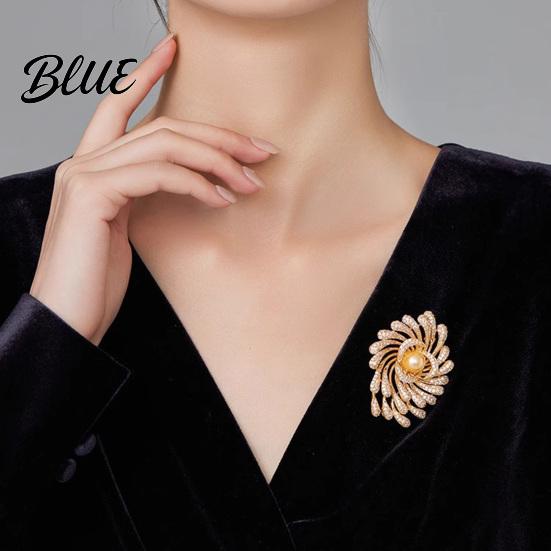 Irregular Design Lapel Pin Women Brooch Rhinestones Imitation Pearl Inlay