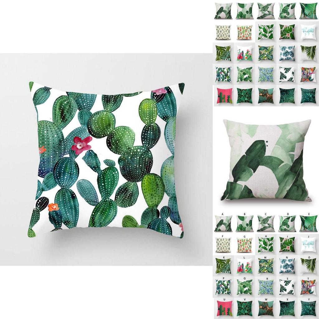 Роскошная хлопково-льняная наволочка с зелеными листьями для декора дивана и автомобиля