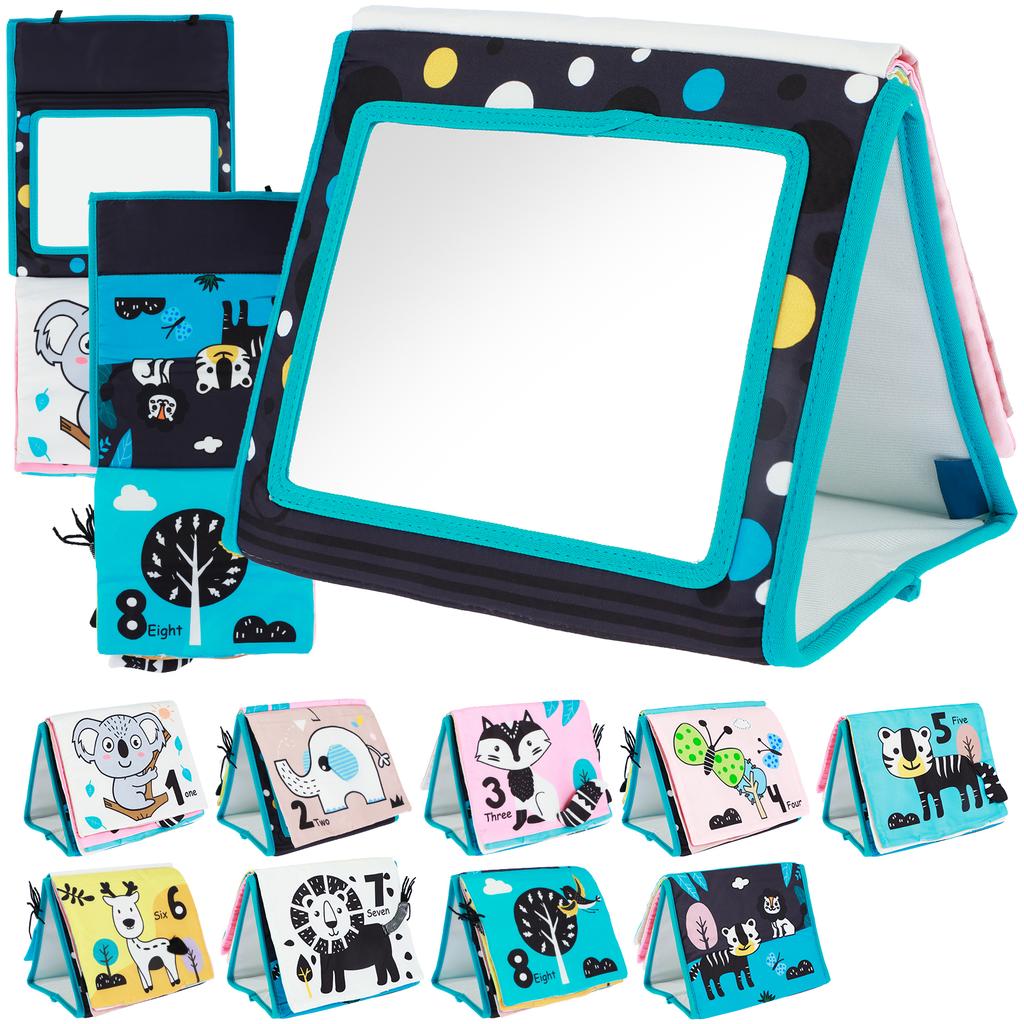 Тканевое зеркало для выкладывания на животик, развивающая когнитивные навыки игрушка, детское зеркало для выкладывания на животик, съемная песочная книжка, игрушка для выкладывания на животик, складная для младенца