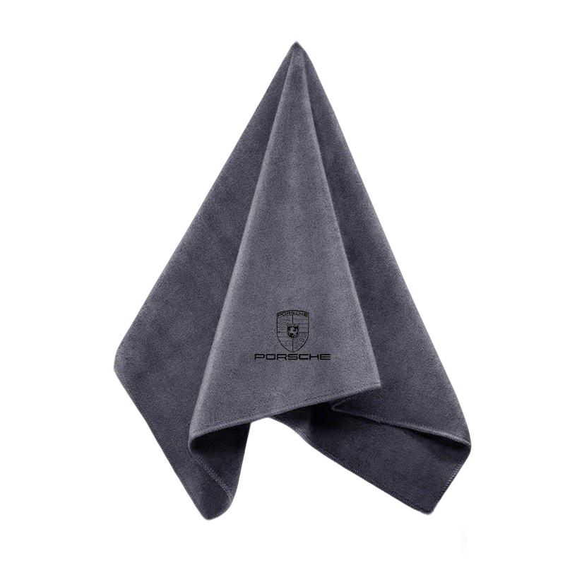 Car Double-Faced Plush Absorbent Towel Cleaning Drying Cloth For Porsche Cayenne Panamera Macan Boxster Cayman 718 911 Sticker