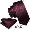 Barry.Wang Red Ties for Men Paisley Stripes Check Silk Necktie Hanky Cufflinks Gold Tie Clip for Wedding Business