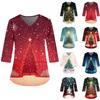 Женская модная и повседневная рождественская футболка с рукавом три четверти