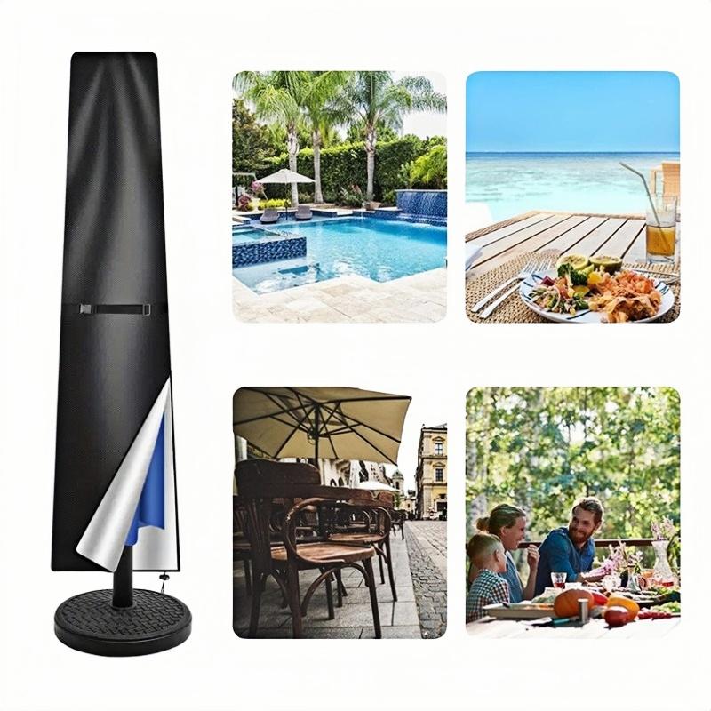 Heavy Duty Waterproof 600d Oxford Fabric Patio Table Cover with Umbrella Hole Outdoor Lawn Patio Furniture Covers for Parties