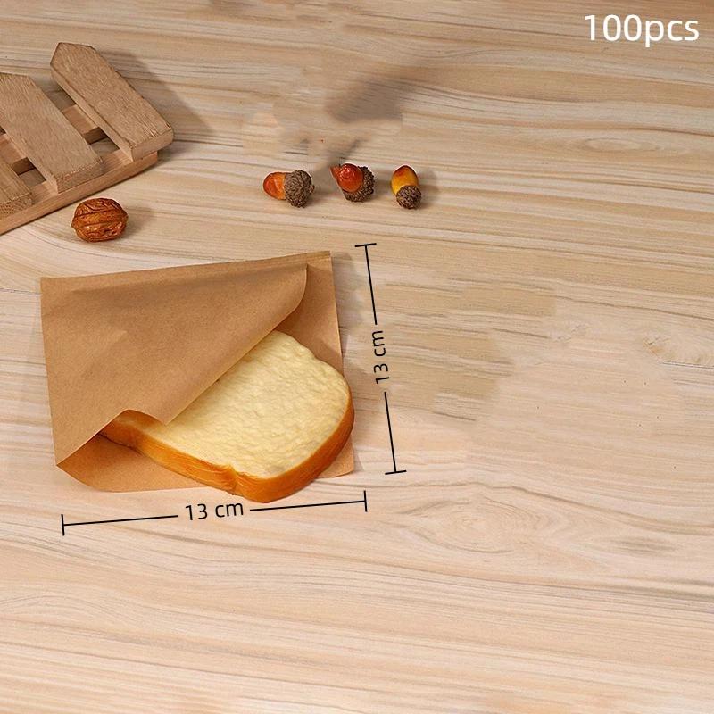 100 PCS Greaseproof Paper Bags Oil Resistant Food Grade Safe Pouches for Bakery Cookie Gift Packaging Party Favor Use
