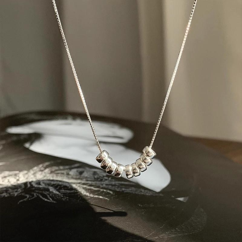 ANENJERY Серебристый цвет, маленькое ожерелье с подвеской из бисера для женщин, ювелирный дизайн, темпераментная цепочка, подарки для девочек