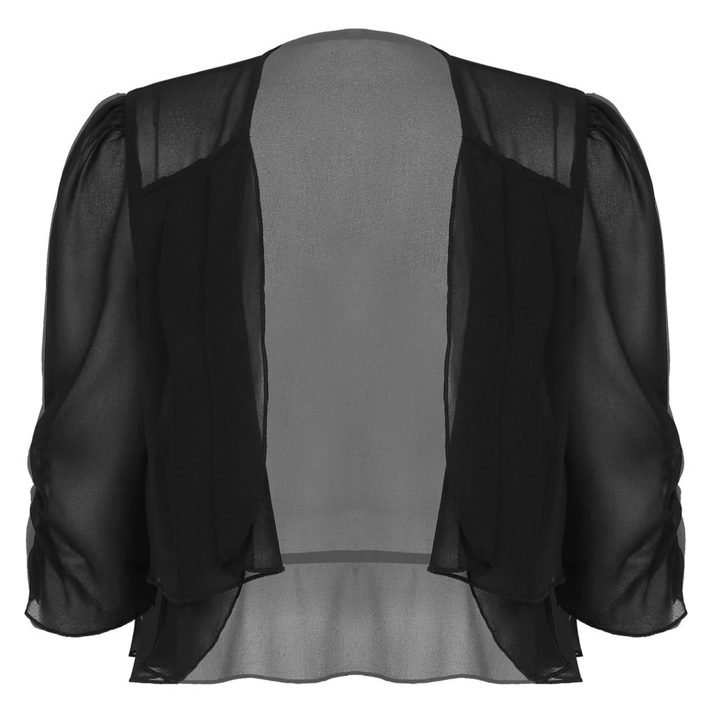 Женское шифоновое болеро-кардиган с открытой передней частью и половиной рукавов, аксессуар для платья