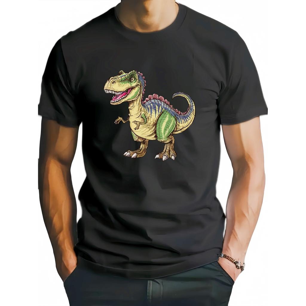 T-Rex Dinosaur Sketch Graphic Short Sleeve T-Shirt Men Casual Crew Neck Knit Tee