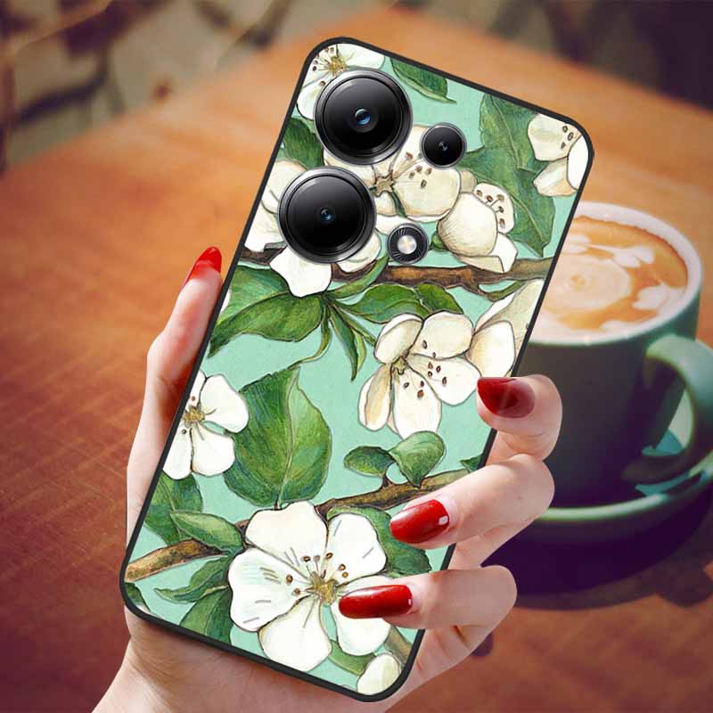 For Redmi Note 13 Pro 4G Case Flower 3D Relief Silicon Soft Phone Back Cover for Xiaomi Redmi Note13 Pro 4G Protection Shell TPU