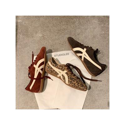 Виноградная коровья кожа ma такие же модные контрастные цвета обувь Dexun женские на шнуровке универсальные повседневные спортивные туфли в стиле колледжа обувь Форреста Гампа