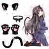 Chisafly Кошачьи ушки Лапа Хвост и Колокольчик Милый кошачий костюм Идеально подходит для косплея и Хэллоуина Ободок, Перчатки, Чокер, В комплекте, Аксессуары, Набор из 4 предметов,