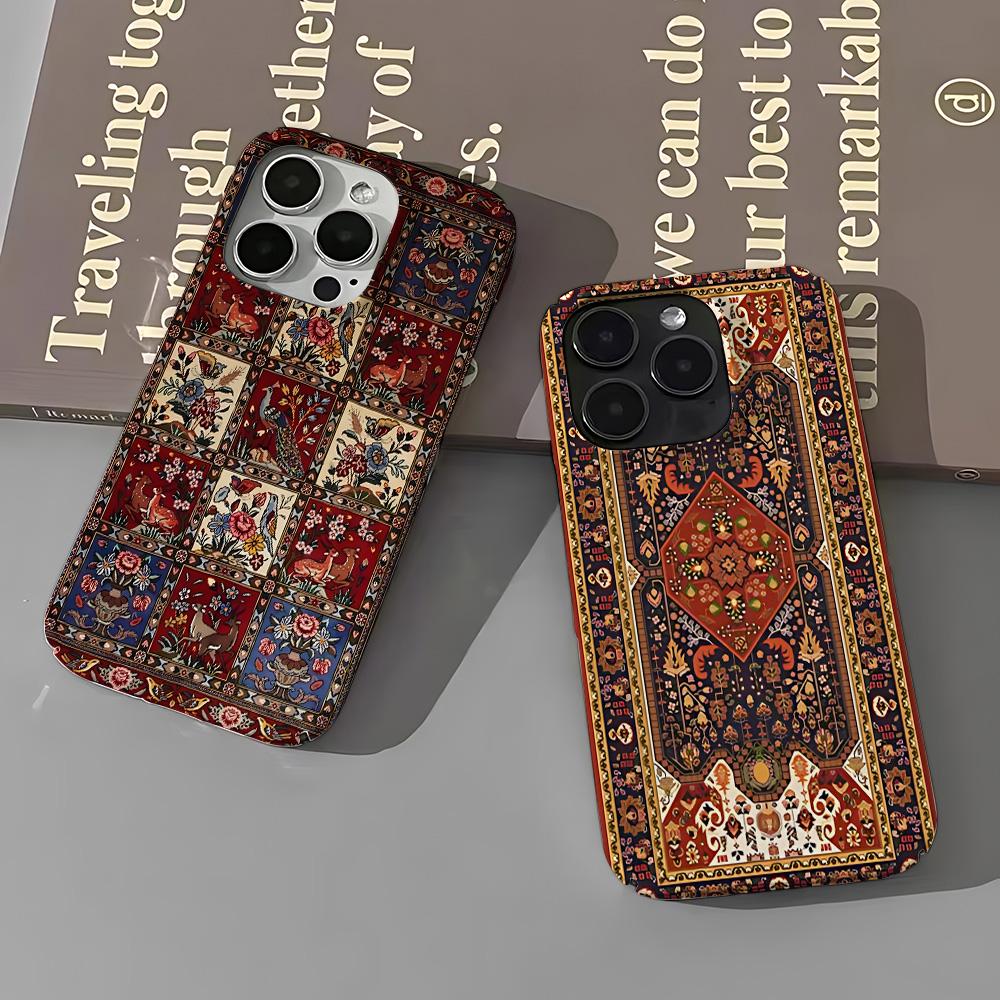 Чехол для телефона с цветочным узором в персидском стиле для iPhone 16 15 14 13 12 11 Pro Max X XS XR XSMax 7 8 Plus Глянцевая пленка Жесткий ПК-чехол