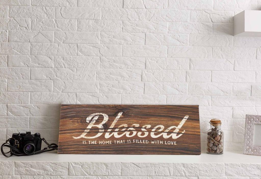 Inkdotpot Натянутый холст с цитатами Декор для стен, Благословен дом, наполненный любовью Декор для стен-twoRustic Wall Art Sign