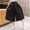Брюки Gaucho Elastic Cropped High Plain Easy Care Long Leg Cotton Stomach Has Elastic Trendy Black [J-Scott], женские, Wide, Талия, Длина, Талия,