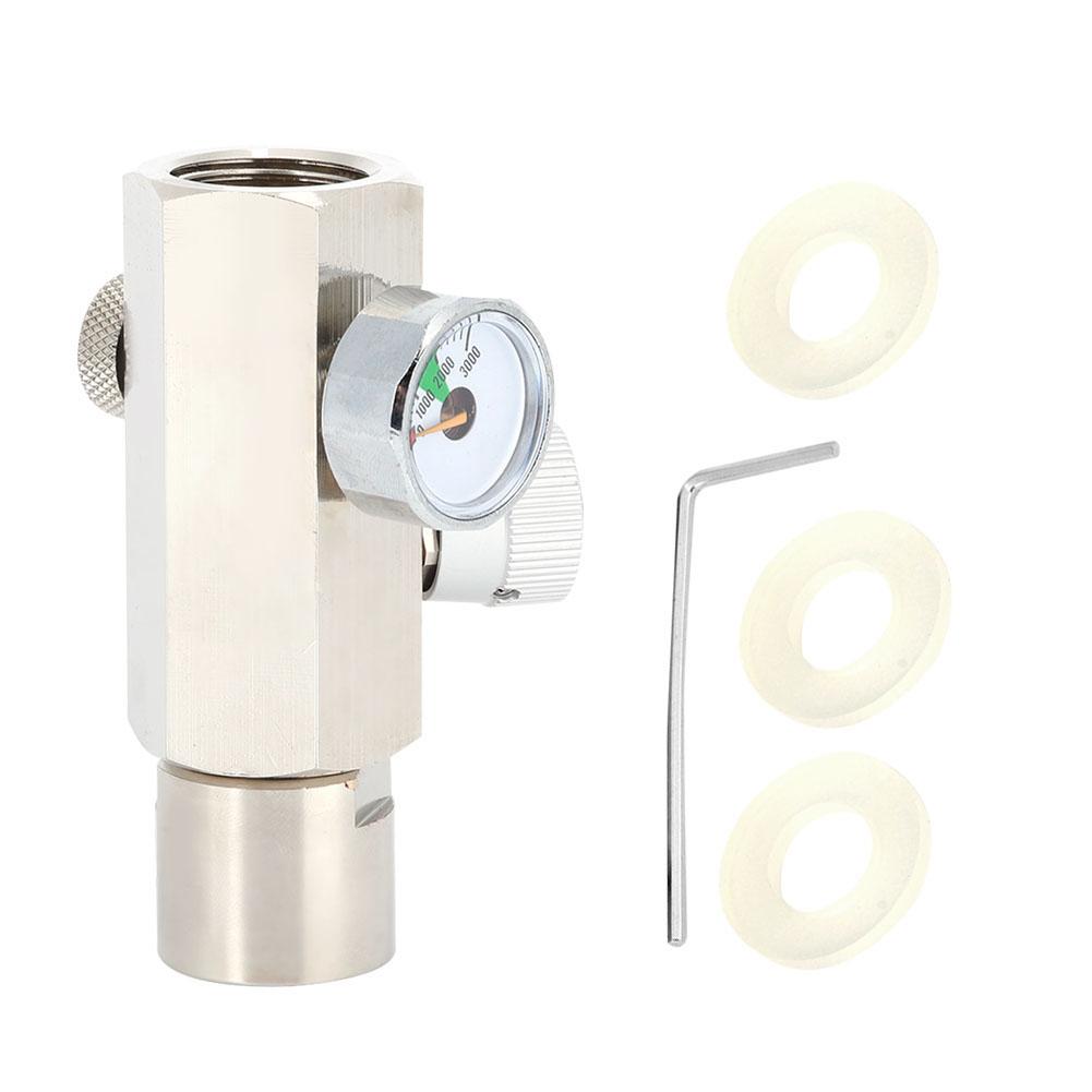 DIN477 Cylinder Soda Adapter with 3000psi Gauge Female TR21-4 Silver Connector for SodaStream