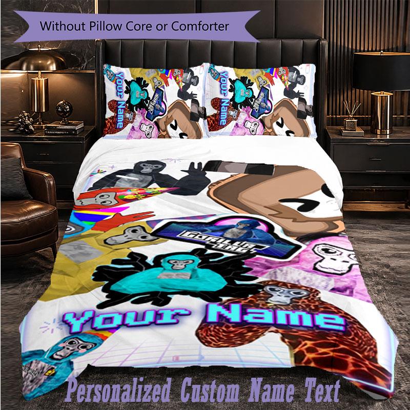 Personalized 3Pcs Bedding SetGorilla Tag cartoon Custom Text Duvet Cover Pillowcase Set Bedroom Gift