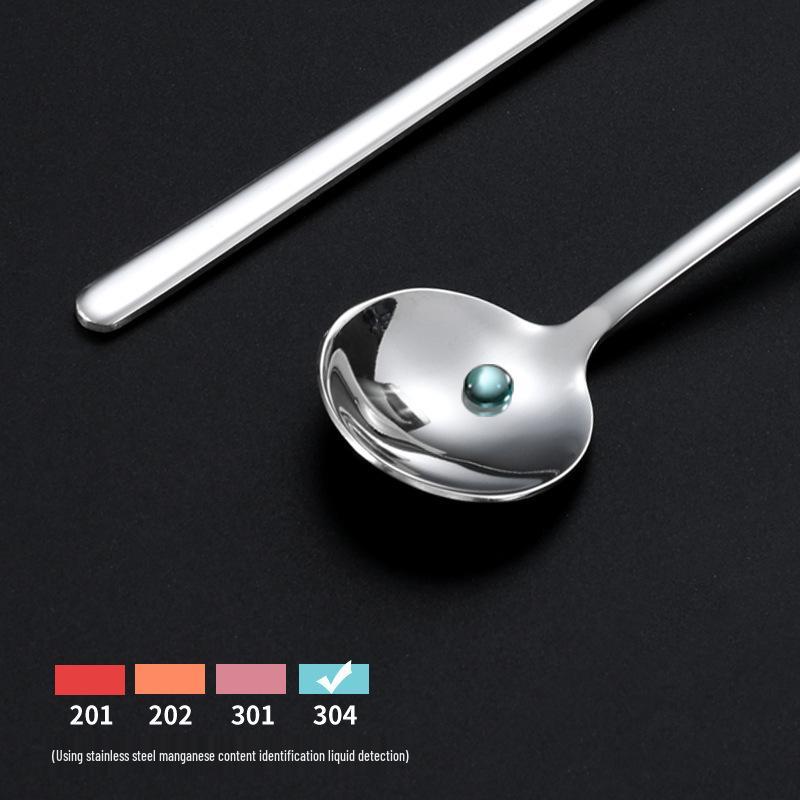 Long Handle Gold Stainless Steel Dessert & Coffee Spoon - 410 Stainless Steel, Small Round Design