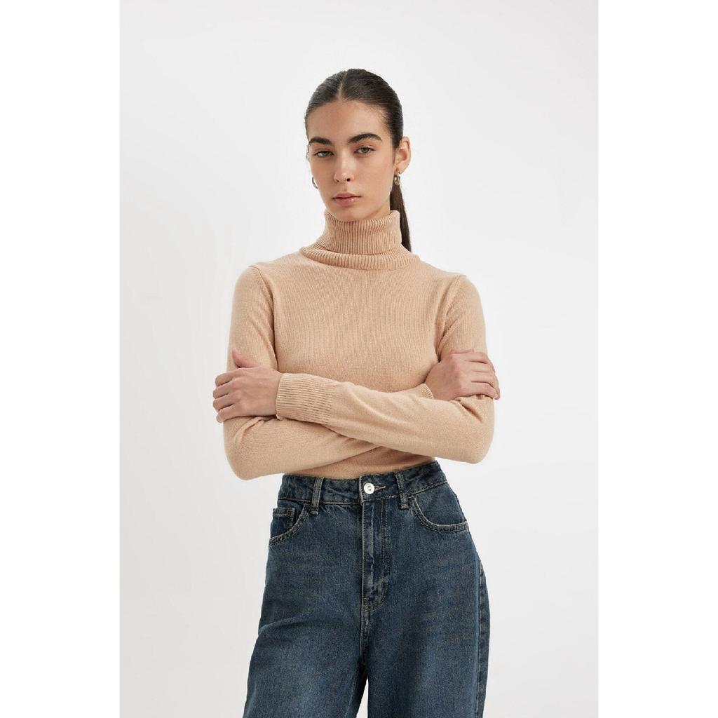 Regular Fit Soft Textured Turtleneck Basic Plain Knitwear Sweater H1651az24wn