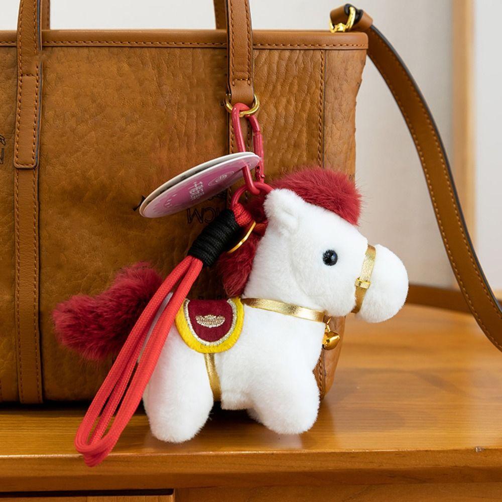 Cute Plush Horse Doll Pendant Creative Zodiac Pony Figurine Plush Horse Keychain  Car Decoration