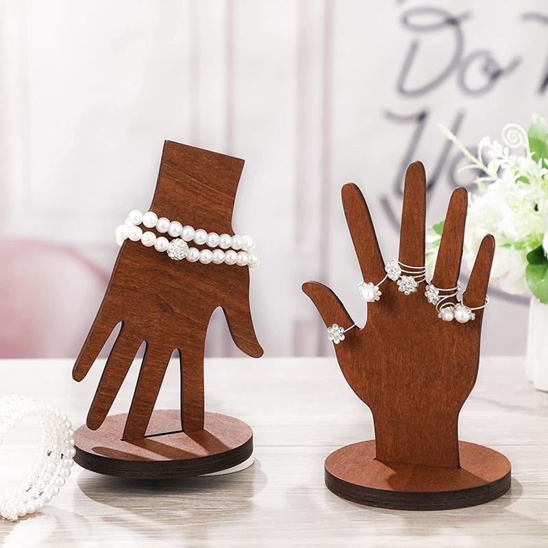1 шт. стойка для ювелирных изделий в деревенском стиле, держатель для колец, ожерелье, держатель для хранения, ручная форма, съемный дисплей для браслета, деревянное украшение для рабочего стола