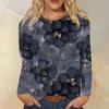 Round Neck 3D Flower Printed Top Fashionable Casual Long Sleeved Women's T-shirts