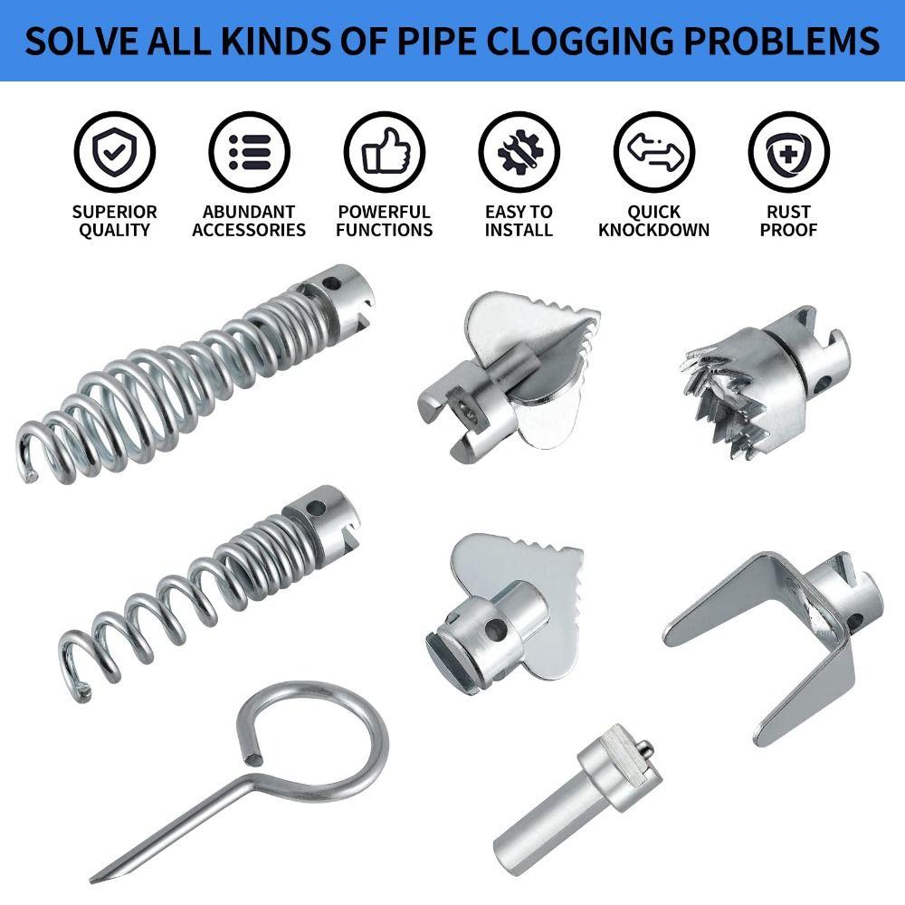 8 Pcs 16mm Pipe Dredge Cutter Heads Silver Drain Cleaning Tools Pipeline Dredging Machine