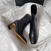 2024 New Vintage Brown Women Ankle Boots Fashion Elegant Square Toe Shoes Autumn Winter Thick Heel Women's Short Booties Mujer