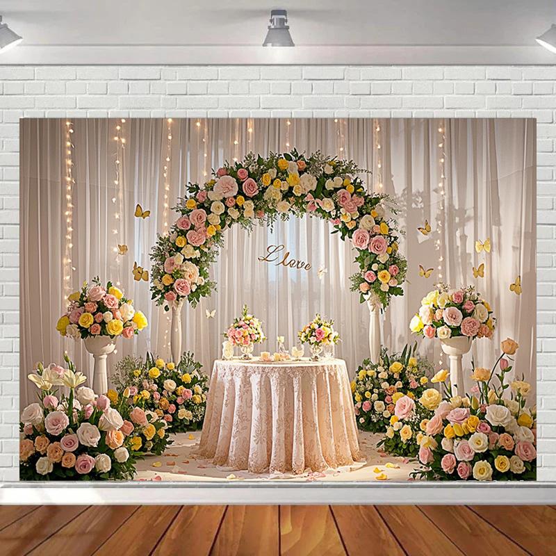 1 шт. Элегантный цветочный арочный полиэстеровый фон для свадеб, праздничных вечеринок, домашних и садовых торжеств, студийного фона и мероприятий на открытом воздухе
