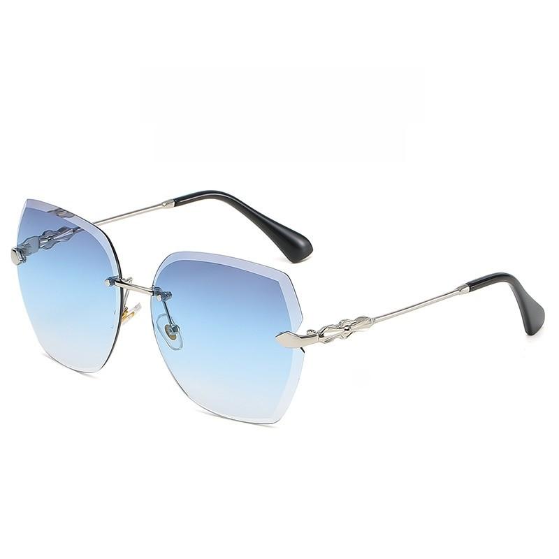 Metallic Frame Geometric Sunglasses With Gradient Pink Lenses Uv400 For Outdoor Activities And Parties