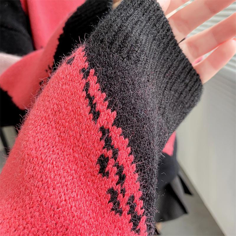 Винтажный свитер большого размера с круглым вырезом и круглым вырезом, свободные осенние свитера для женщин, корейский модный свитер с длинными рукавами