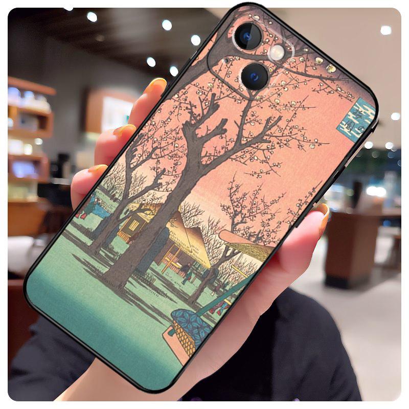 Японский чехол в стиле Укиё-э для iPhone 17 Pro Max 15 14 13 11 12 16 Pro Max mini 15 16 Plus 16e 17 Air Чехол для телефона