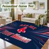 Crystal Velvet Square Rug Custom NameBoston Red Sox Pattern Non Slip Home Floor Decor Rug