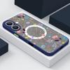Для iPhone 16 Pro Max 15 14 Plus 13 12 Mini 11 7 8 для Magsafe противоударный цветочный узор мягкие края прозрачный акриловый жесткий чехол