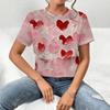 Casual Versatile Fashionable High-quality Heart Patterned Short Sleeved Round Neck T-shirt