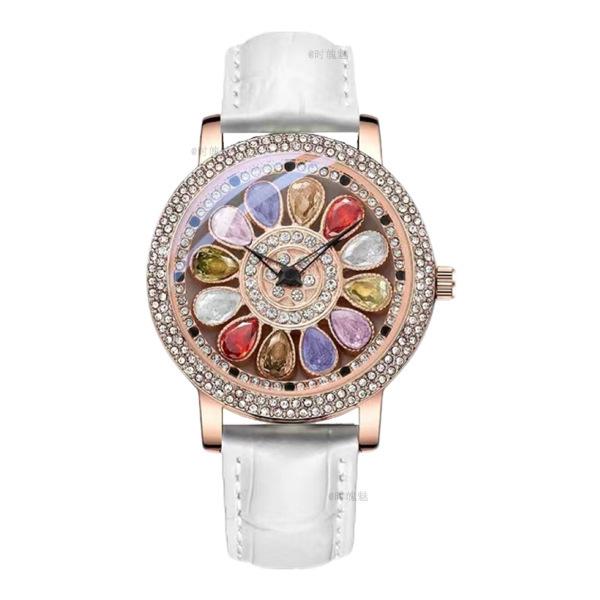 UTHAI H145 Женские модные кварцевые часы 360 ° Время приходит и поворачивается, инкрустированный бриллиантами циферблат, водонепроницаемые женские креативные наручные часы