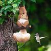 Resin Bird Feeder Cute Art Statue Multi Functional Squirrel Tree Hanging  Micro Landscape