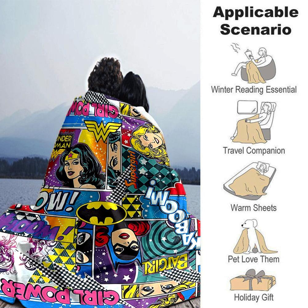 Superhero Comic Collage Flannel Blanket Super Soft Warm Cozy Blanket For Sofa Bed Office Travel Allseason Home Decor Gift