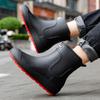 Модные мужские резиновые сапоги Slip-on Rain Shoes 39, водонепроницаемые ботинки на платформе, нескользящие резиновые сапоги для отдыха на природе, мужские рабочие галоши
