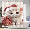 Tuniu Милый котенок Рождественская шторка для ванной комнаты Праздничный декор Подарочный набор для любителя домашних животных