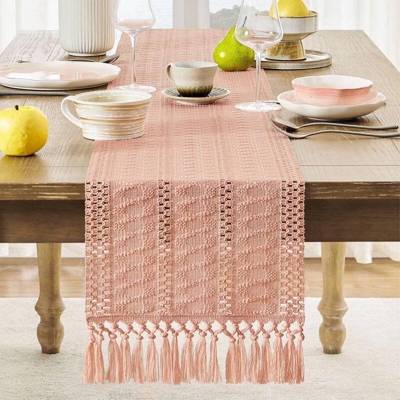Knotted Tassel Cotton Linen Table Runner