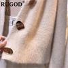 RUGOD Однотонные Элегантные Женские Кардиганы Повседневный Трикотажный Свитер с V-образным вырезом Приталенная Осенне-зимняя Одежда