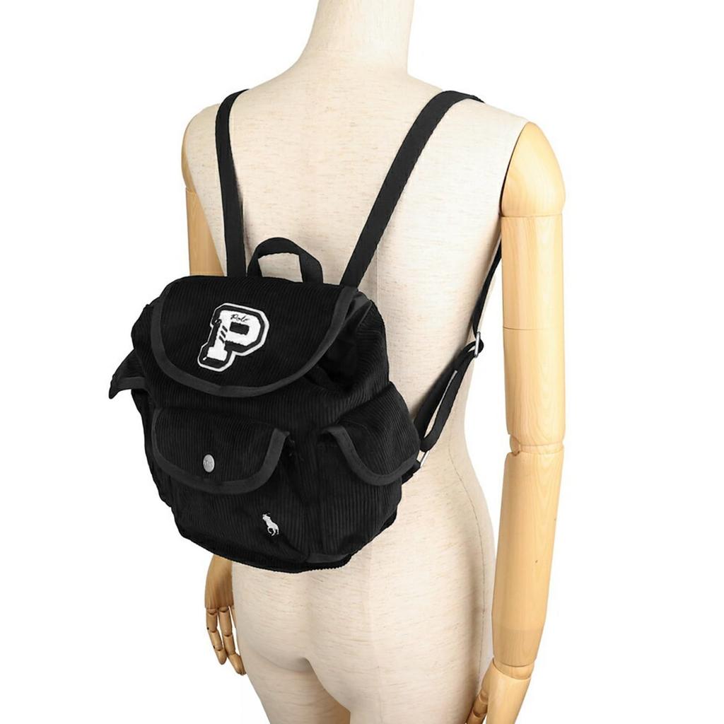RALPH Ralph Lauren Mini Polo Black [POLO LAUREN] Bag, Backpack, Daypack, Rucksack, Pony, Corduroy, [Used]