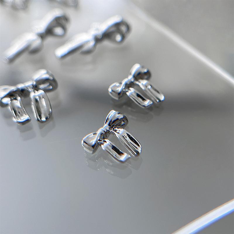 10 шт. глянцевая серебряная лента для дизайна ногтей 3D банты из металлического сплава шелковая лента для украшения ногтей Diy ретро металлические аксессуары для ногтей