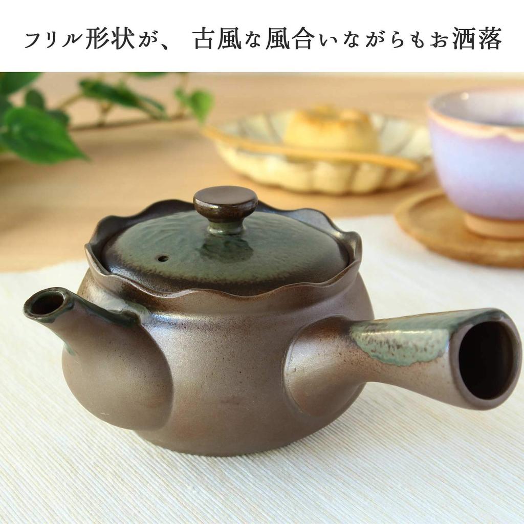 Banko Ware Oribe Modern Teapot with Made In with Teapot Teapot, 360ml, Green, Style, Lightweight, Teacup, Japan, Strainer, One-Piece