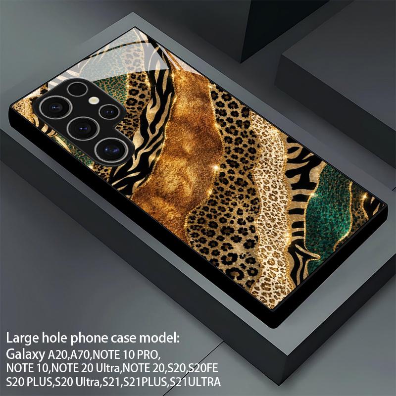 Роскошный 2D чехол с принтом золотого леопарда для Samsung S26/S25/S24/S23/S22/S21/S20 A56 A36 A16 - Прочный стеклянный защитный чехол