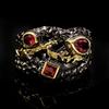 Two Color Electroplated Colored Zircon Ring European and American Fashion Retro Womens Jewelry