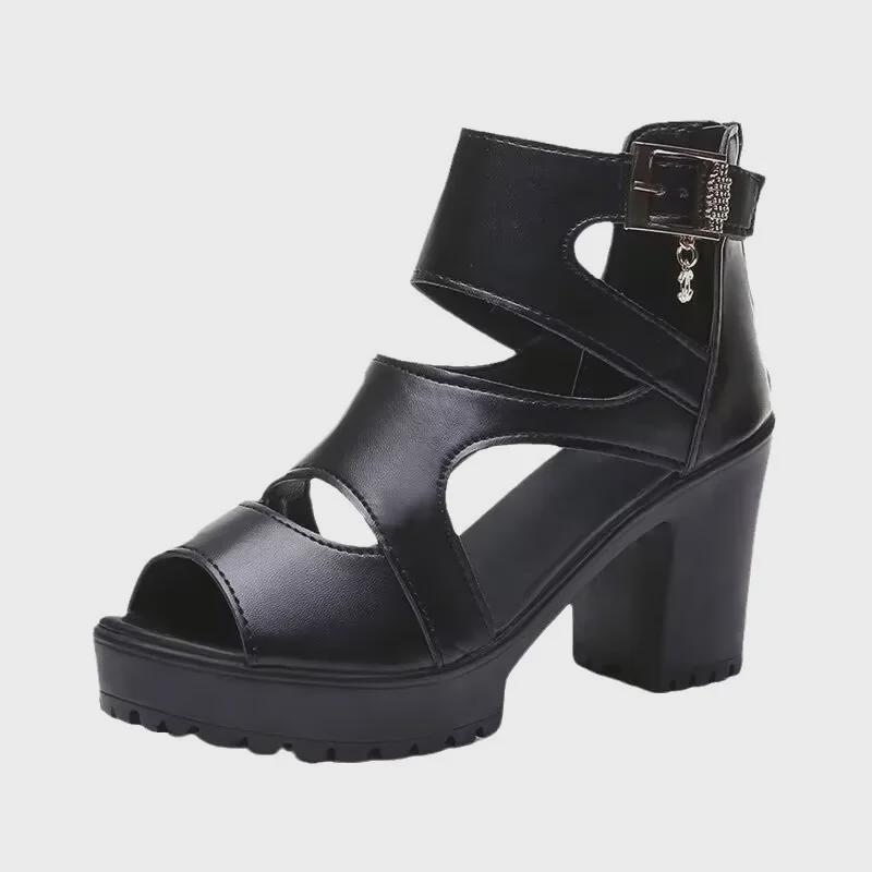 2024 Spring/Summer Women's Platform Wedge High Heel Sandals - Fish Mouth Style, Hollow Roman Design
