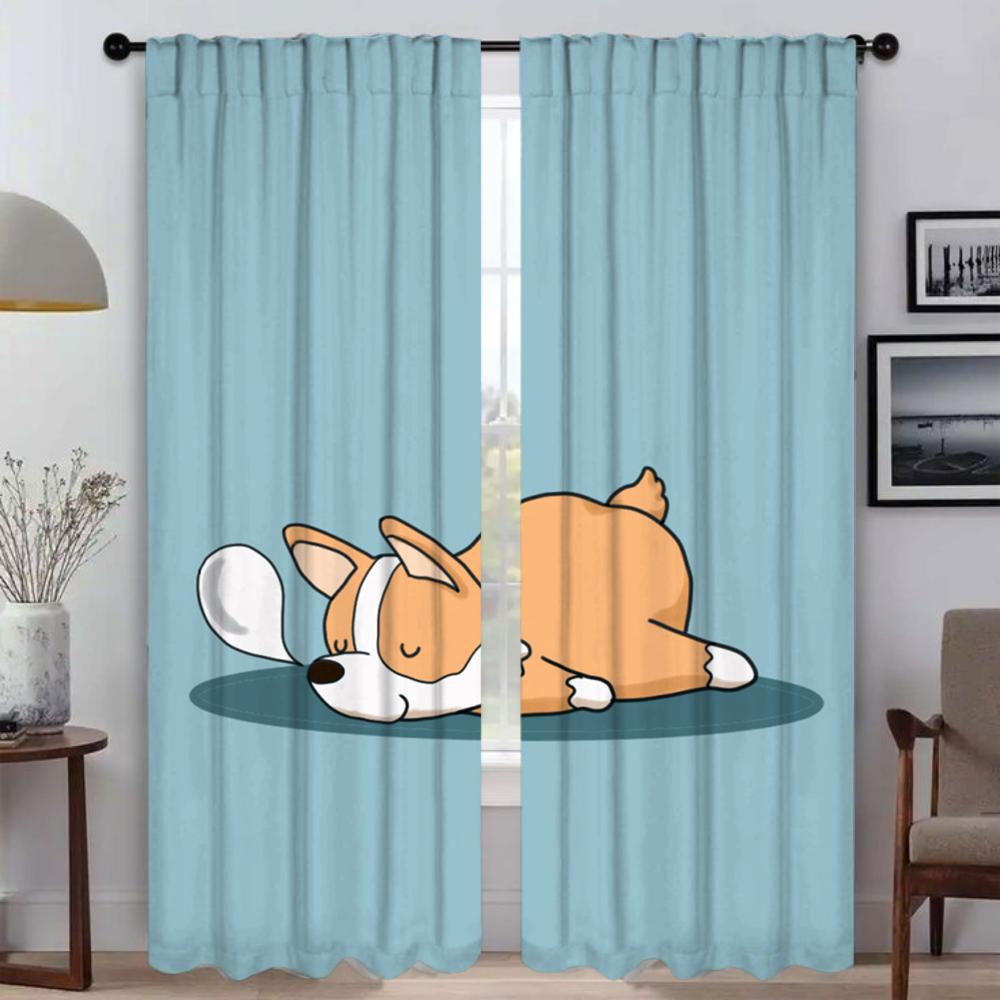 C-Corgi Butt Anti-mosquito Curtains for Living Room Shades Window Curtain Tulle for Bedroom Halloween Decoration Partition Child