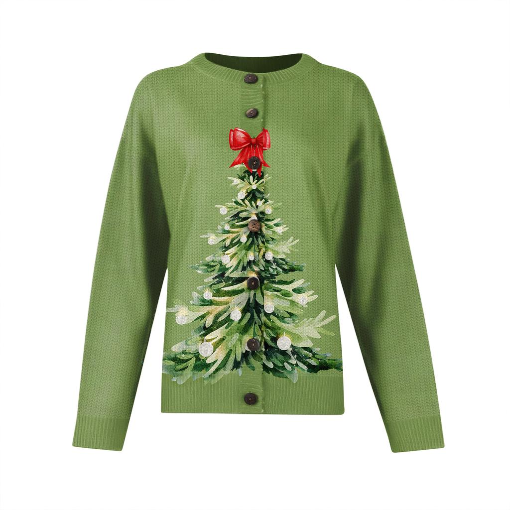 Женский рождественский свитер Милый забавный рождественский свитер Осень и зима Свитер с длинным рукавом вязаный
