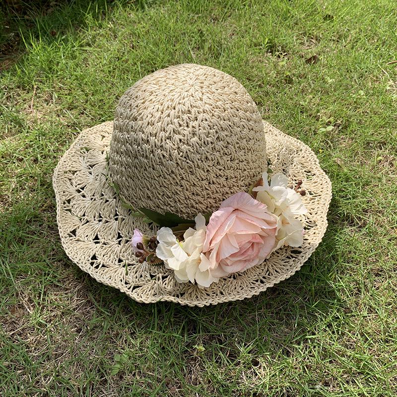 Women's Large Brim Foldable Breathable Straw Sun Hat for Summer Travel & Vacation